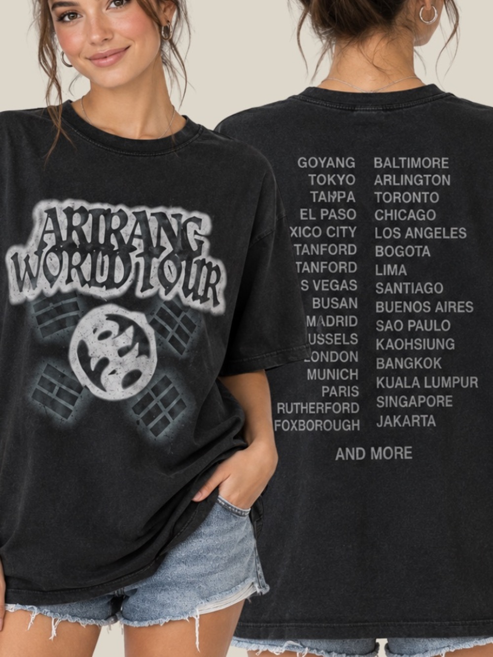 Arirang World Tour Concert Cities Music Fan Vintage Washed Black T-Shirt